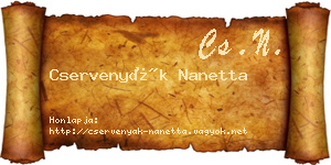 Cservenyák Nanetta névjegykártya